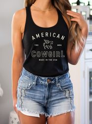 american cowgirl tank top, usa shirt, western rodeo shirt, country music texas shirt