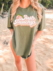 comfort colors retro just peachy shirt, vacation tshirt, summer shirt, peachy shirt, beach t shirt, summer shirt, vegeta