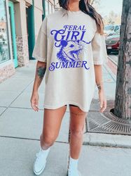 feral girl summer opossum tshirt- comfort colors-trendy summer clothing