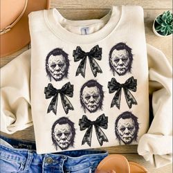 halloween shirt, michael myers sublimation shirt, halloween coquette bow shirt, retro halloween shirt, scary movie shirt