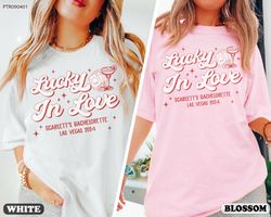 bachelorette party shirt, las vegas bachelorette shirts, lucky in love bride shirts, custom luxuxy bachachelorette merch