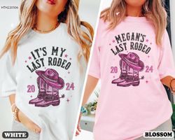 bachelorette party shirts, last rodeo bachelorette shirts, personalized location western bridal party shirt, western