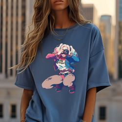 harley quinn tshirt, comic style apparel, perfect for photography enthusiasts gift for photographer