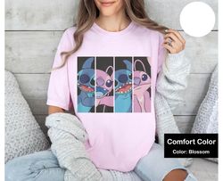 stitch angel boxed faces shirt, lilo & stitch valentines day gift, disney valen