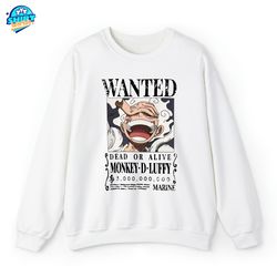 monkey d. luffy wanted poster gear 5 shirt, monkey d.luffy, one piece pirate king, one piece anime shirt, straw hat, ani