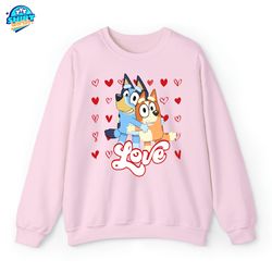 bluey and bingo valentine couple shirt , bluey mum dad shirt , bandit and chilli valentine shirt , bandit heeler shirt ,