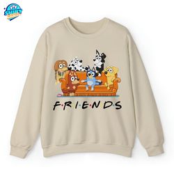 bluey friends hoodie, animated show sweatshirt, bluey family clothing, bluey character hoodie, friends of bluey sweatshi