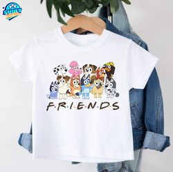 bluey friends sweatshirt, bluey birthday party t-shirt, bluey character youth shirt, bluey heeler family toddler, bluey