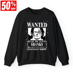 shanks red-haired shirt, one piece wanted poster shirt, one piece anime shirt, straw hat, anime shirts, gifts for anime
