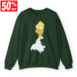 homer simpson backs into the bushes tshirt, homer meme inspired tee, green crew neck shirt, the simpsons shirts, geek da