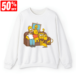 the simpson x pooh x spongebob x pokemon sit on chair shirt, the simpsons shirt, cartoon shirts