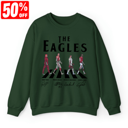 eagles walking abbey road signatures football shirt, nick sirianni, jalen hurts, d'andre swift, jason kelce, philadelphi