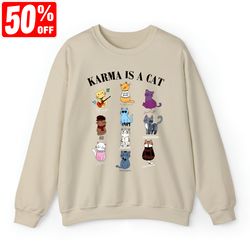 karma is a cat sweatshirt, taylor eras cat lover shirt, music albums as books tshirt, swiftie cat tee, midnights cat shi