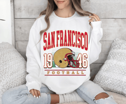 retro san francisco football players sweatshirt, 2023-2024 season, vintage 49ers football crewneck, game day apparel for