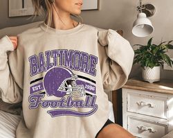 baltimore football crewneck sweatshirt, trendy vintage style football shirt for game day, baltimore ravens gifts, ravens