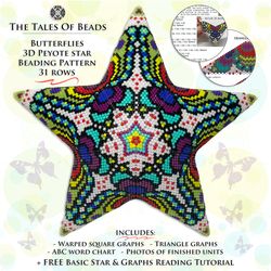 peyote star pattern butterflies / summer beaded star pattern seed bead ornament