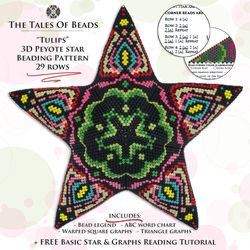 peyote star pattern tulips / folk beaded star pattern seed bead ornament
