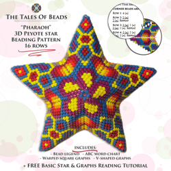 peyote star pattern pharaoh / beaded star pattern seed bead ornament