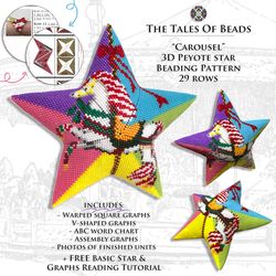 peyote star pattern - carousel / beaded stars beading patterns merry-go-round