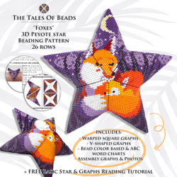 peyote star pattern - foxes / beaded stars mother's day seed bead patterns