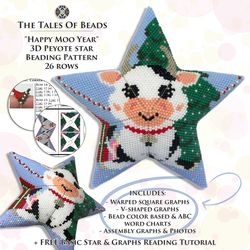 peyote star pattern - cow / beaded christmas ornament patterns