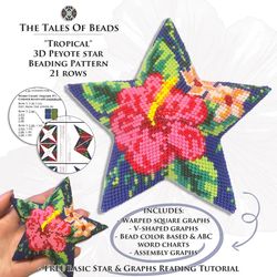 peyote star pattern - tropical / beaded stars hibiscus seed bead patterns