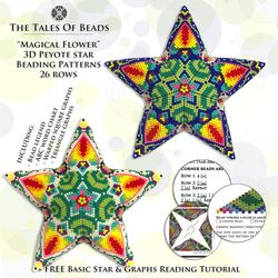 peyote stars patterns - magical flower / beaded star seed bead ornament pattern