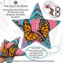 peyote star pattern - monarch butterflies / beaded stars beading patterns butterfly