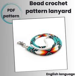 bead crochet pdf pattern turquoise lanyard, bead rope pdf pattern, seed bead crochet pattern, pattern lanyard