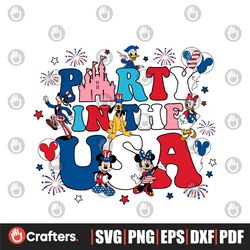Disney Party in The USA Mickey and Friends SVG Digital File