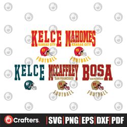 McCaffrey Mahomes Kelce Bosa NFL Player SVG Bundle