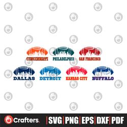 Retro NFL Football Skyline SVG Bundle