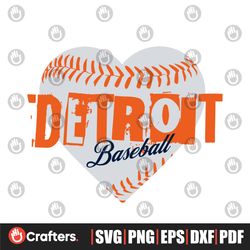 retro mlb detroit baseball heart svg