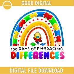 100 days of embracing different autism rainbow png