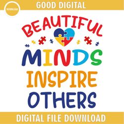 beautiful minds inspire others autism day svg