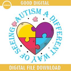 autism a different way of seeing love autism puzzle svg