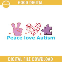 peace love autism hand puzzle piece svg