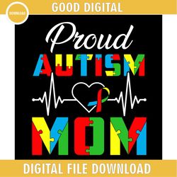 proud autism mom heartbeat puzzle svg