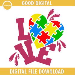 love autism awareness day puzzle piece svg