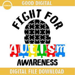 fight for autism awareness day puzzle piece svg