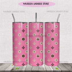 pink lv fashion 20oz tumbler wrap design png