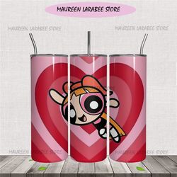 powerpuff girls 20oz skinny tumbler wrap design png