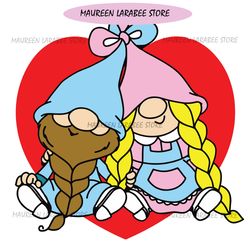 gnomes in love heart valentine svg