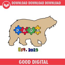 papa bear autism awareness puzzle est 2023 png