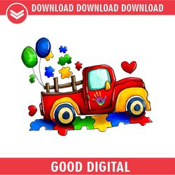 autism awareness puzzle balloon red truck png