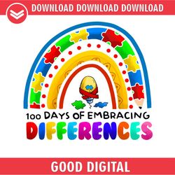 100 days of embracing different autism rainbow png