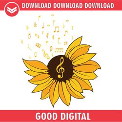 sunflower with music instrumental clipart svg