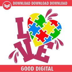 love autism awareness day puzzle piece svg
