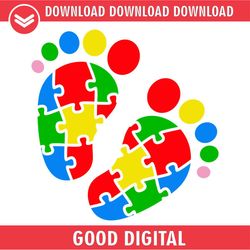 baby footstep autism awareness puzzle svg