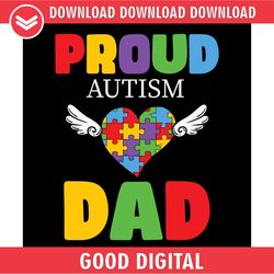 proud autism dad angel wing heart shape puzzle svg